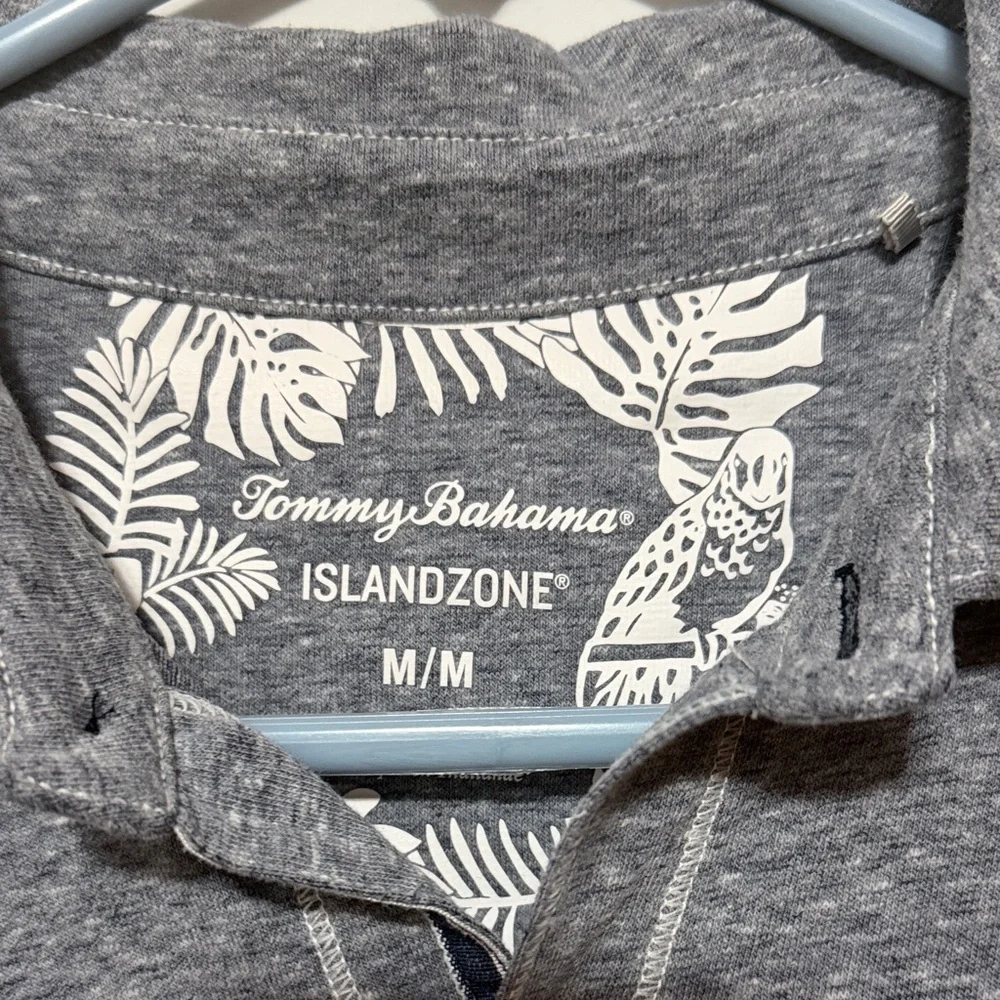 Tommy Bahama Island zone Men's Gray Short Sleeve Shirt Medium - Picture 2 of 4
